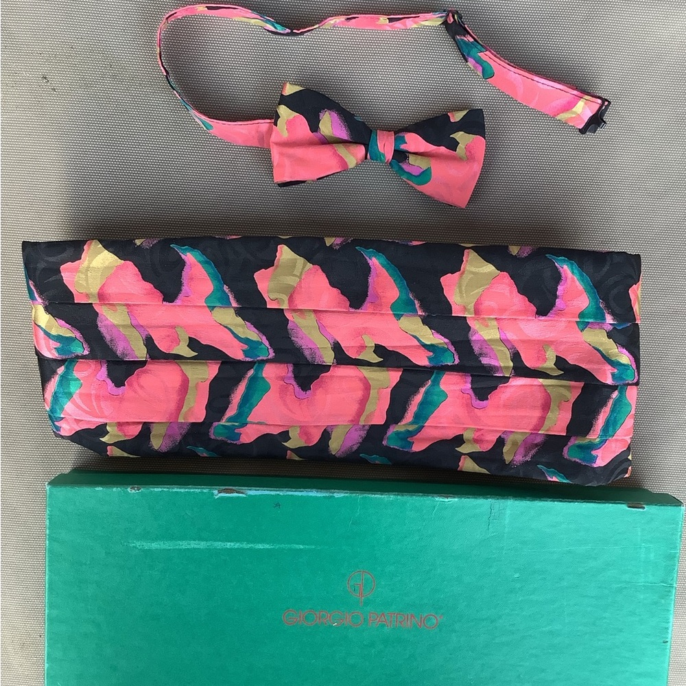 Giorgi Patrino floral bow tie and cummerbund